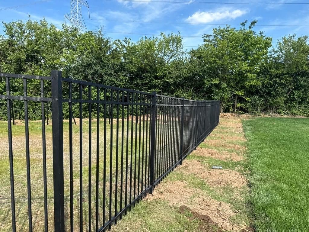Black powder-coated aluminum ornamental fence